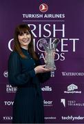 28 February 2020; Alison Cowan with her O'Neills Female Club Player of the Year award during the Turkish Airlines Irish Cricket Awards 2020 at The Marker Hotel in Dublin. Photo by Matt Browne/Sportsfile