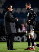 28 February 2020; Glasgow Warriors head coach Dave Rennie in conversation with Glasgow Warriors captain Ryan Wilson ahead of the Guinness PRO14 Round 13 match between Leinster and Glasgow Warriors at the RDS Arena in Dublin. Photo by Ramsey Cardy/Sportsfile