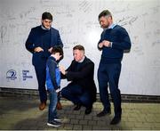 28 February 2020; Leinster players Vakh Abdaladze, Rory O'Loughlin and Rob Kearney in Autograph Alley at the Guinness PRO14 Round 13 match between Leinster and Glasgow Warriors at the RDS Arena in Dublin. Photo by Ramsey Cardy/Sportsfile