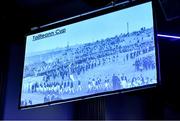 29 February 2020; A general view of a screen as Uachtarán Chumann Lúthchleas Gael John Horan speakes about the Tailteann Cup, the name of the Tier Two All-Ireland Football Championship, in his address during the GAA Annual Congress 2020 at Croke Park in Dublin. Photo by Piaras Ó Mídheach/Sportsfile