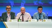 29 February 2020; Uachtarán Tofa Chumann Lúthchleas Gael Larry McCarthy, left, with Uachtarán Chumann Lúthchleas Gael John Horan, centre, and Ard Stiúrthóir of the GAA Tom Ryan during the GAA Annual Congress 2020 at Croke Park in Dublin. Photo by Piaras Ó Mídheach/Sportsfile