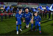 28 February 2020; Leinster captain Scott Fardy with matchday mascots 9 year old Rory Doran, and 8 year old Tom Crowe, ahead of the Guinness PRO14 Round 13 match between Leinster and Glasgow Warriors at the RDS Arena in Dublin. Photo by Ramsey Cardy/Sportsfile