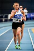 29 February 2020; Kate Veale of West Waterford AC, on her way to winning the Senior Women's 3000m Walk event during day one of the Irish Life Health National Senior Indoor Athletics Championships at the National Indoor Arena in Abbotstown in Dublin. Photo by Sam Barnes/Sportsfile