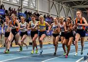 29 February 2020; A general view of the start of  the Senior Women's 3000m event during day one of the Irish Life Health National Senior Indoor Athletics Championships at the National Indoor Arena in Abbotstown in Dublin. Photo by Sam Barnes/Sportsfile