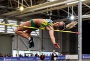 29 February 2020; Amy Mcteggart of Boyne AC, Louth, competing in the Senior Women's High Jump event during day one of the Irish Life Health National Senior Indoor Athletics Championships at the National Indoor Arena in Abbotstown in Dublin. Photo by Sam Barnes/Sportsfile