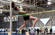 29 February 2020; Aoife O'Sullivan of Liscarroll AC, Cork, competing in the Senior Women's High Jump event during day one of the Irish Life Health National Senior Indoor Athletics Championships at the National Indoor Arena in Abbotstown in Dublin. Photo by Sam Barnes/Sportsfile