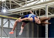 29 February 2020; Sommer Lecky of Finn Valley AC, Donegal, competing in the Senior Women's High Jump event during day one of the Irish Life Health National Senior Indoor Athletics Championships at the National Indoor Arena in Abbotstown in Dublin. Photo by Sam Barnes/Sportsfile