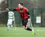 29 February 2020; James Boyle of Bohemians celebrates after scoring his side's first goal during The Megazyme Irish Amputee Football Association National League Round 3 match between Shamrock Rovers and Bohemians at Shamrock Rovers Academy in Roadstone Sports Complex, Dublin. Photo by Matt Browne/Sportsfile