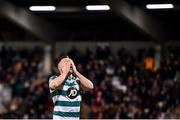 28 February 2020; Aaron Greene of Shamrock Rovers reacts after a missed opportunity during the SSE Airtricity League Premier Division match between Shamrock Rovers and Dundalk at Tallaght Stadium in Dublin. Photo by Ben McShane/Sportsfile
