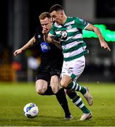 28 February 2020; Aaron Greene of Shamrock Rovers and Sean Hoare of Dundalk during the SSE Airtricity League Premier Division match between Shamrock Rovers and Dundalk at Tallaght Stadium in Dublin. Photo by Ben McShane/Sportsfile