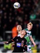 28 February 2020; Daniel Kelly of Dundalk and Neil Farrugia of Shamrock Rovers during the SSE Airtricity League Premier Division match between Shamrock Rovers and Dundalk at Tallaght Stadium in Dublin. Photo by Ben McShane/Sportsfile