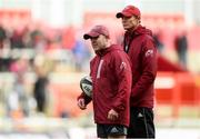 29 February 2020; Munster defence coach JP Ferreira, left, and senior coach Stephen Larkham prior to the Guinness PRO14 Round 13 match between Munster and Scarlets at Thomond Park in Limerick. Photo by Ramsey Cardy/Sportsfile