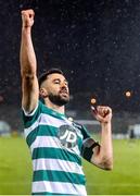 28 February 2020; Roberto Lopes of Shamrock Rovers celebrates following the SSE Airtricity League Premier Division match between Shamrock Rovers and Dundalk at Tallaght Stadium in Dublin. Photo by Ben McShane/Sportsfile