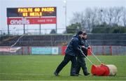 29 February 2020; A general view of Omagh St Enda's officials taking water off the pitch before the Allianz Football League Division 1 Round 5 match between Tyrone and Dublin at Healy Park in Omagh, Tyrone. Photo by Oliver McVeigh/Sportsfile