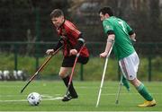 29 February 2020; Neil Hoey of Bohemians in action against Patrick Hickey of Cork City during The Megazyme Irish Amputee Football Association National League Round 3 match between Cork City and Bohemians at Shamrock Rovers Academy in Roadstone Sports Complex, Dublin. Photo by Matt Browne/Sportsfile