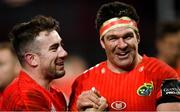 29 February 2020; JJ Hanrahan, left, and Billy Holland of Munster following their side's victory during the Guinness PRO14 Round 13 match between Munster and Scarlets at Thomond Park in Limerick. Photo by Ramsey Cardy/Sportsfile