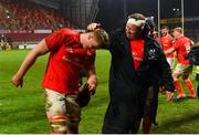 29 February 2020; Gavin Coombes  of Munster gets a pat on the head from team-mate Stephen Archer after the Guinness PRO14 Round 13 match between Munster and Scarlets at Thomond Park in Limerick. Photo by Diarmuid Greene/Sportsfile