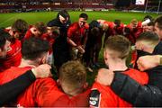 29 February 2020; Munster captain Billy Holland speaks to his team-mates as they huddle together after the Guinness PRO14 Round 13 match between Munster and Scarlets at Thomond Park in Limerick. Photo by Diarmuid Greene/Sportsfile