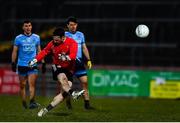 29 February 2020; Niall Morgan of Tyrone kicks a point during the Allianz Football League Division 1 Round 5 match between Tyrone and Dublin at Healy Park in Omagh, Tyrone. Photo by David Fitzgerald/Sportsfile