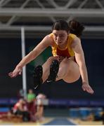 29 February 2020; Jennifer Hanrahan of Tallaght AC, Dublin, competing in the Senior Women's Long Jump event during day one of the Irish Life Health National Senior Indoor Athletics Championships at the National Indoor Arena in Abbotstown in Dublin. Photo by Sam Barnes/Sportsfile