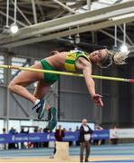 29 February 2020; Amy Mcteggart of Boyne AC, Louth, competing in the Senior Women'sHigh Jump event during day one of the Irish Life Health National Senior Indoor Athletics Championships at the National Indoor Arena in Abbotstown in Dublin. Photo by Sam Barnes/Sportsfile