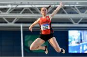 29 February 2020; Leah Mcgarvey of Rosses AC, Donegal, competing in the Senior Women's Long Jump event during day one of the Irish Life Health National Senior Indoor Athletics Championships at the National Indoor Arena in Abbotstown in Dublin. Photo by Sam Barnes/Sportsfile