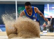 29 February 2020; Adeyemi Talabi of Longford AC, competing in the Senior Women's Long Jump event during day one of the Irish Life Health National Senior Indoor Athletics Championships at the National Indoor Arena in Abbotstown in Dublin. Photo by Sam Barnes/Sportsfile