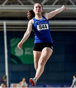 29 February 2020; Lydia Mills of Ballymena and Antrim AC competing in the Senior Women's Long Jump event during day one of the Irish Life Health National Senior Indoor Athletics Championships at the National Indoor Arena in Abbotstown in Dublin. Photo by Sam Barnes/Sportsfile