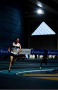 1 March 2020; John Travers of Donore Harriers, Dublin, on his way to winning the Senior Men's 3000m event during Day Two of the Irish Life Health National Senior Indoor Athletics Championships at the National Indoor Arena in Abbotstown in Dublin. Photo by Eóin Noonan/Sportsfile