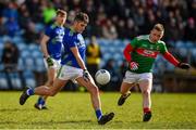 1 March 2020; Graham O’Sullivan of Kerry in action against Ryan O'Donoghue of Mayo during the Allianz Football League Division 1 Round 5 match between Mayo and Kerry at Elverys MacHale Park in Castlebar, Mayo. Photo by Brendan Moran/Sportsfile