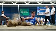 1 March 2020; Luke O'Carroll of Tralee Harriers AC, Kerry, competing in the Senior Men's Long Jump event during Day Two of the Irish Life Health National Senior Indoor Athletics Championships at the National Indoor Arena in Abbotstown in Dublin. Photo by Eóin Noonan/Sportsfile