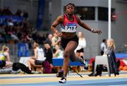 1 March 2020; Patience Jumbo-Gula of Dundalk St Gerards AC, Louth, competing in the Senior Women's 60m event during Day Two of the Irish Life Health National Senior Indoor Athletics Championships at the National Indoor Arena in Abbotstown in Dublin. Photo by Sam Barnes/Sportsfile