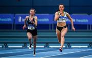 1 March 2020; Ciara Neville of Emerald AC, Limerick, right, competing in the Senior Women's 60m event during Day Two of the Irish Life Health National Senior Indoor Athletics Championships at the National Indoor Arena in Abbotstown in Dublin. Photo by Sam Barnes/Sportsfile