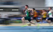 1 March 2020; Dean Adams of Ballymena and Antrim AC competing in the Senior Men's 60m event during Day Two of the Irish Life Health National Senior Indoor Athletics Championships at the National Indoor Arena in Abbotstown in Dublin. Photo by Eóin Noonan/Sportsfile