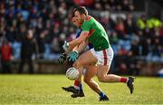 1 March 2020; Darren Coen of Mayo is dispossessed by Shane Enright of Kerry during the Allianz Football League Division 1 Round 5 match between Mayo and Kerry at Elverys MacHale Park in Castlebar, Mayo. Photo by Brendan Moran/Sportsfile