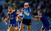 1 March 2020; Margo Heffernan of Gailltír in action against Kate Kenny, left, and Sinéad Hanamy of St Rynagh's during the AIB All-Ireland Intermediate Camogie Club Championship Final match between Gailltír and St Rynaghs at Croke Park in Dublin. Photo by Harry Murphy/Sportsfile