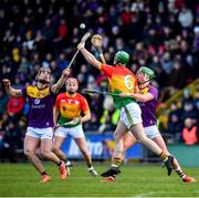 1 March 2020; David English of Carlow in action against Michael Dwyer of Wexford during the Allianz Hurling League Division 1 Group B Round 5 match between Wexford and Carlow at Chadwicks Wexford Park in Wexford. Photo by David Fitzgerald/Sportsfile