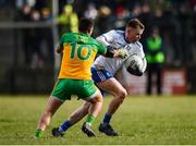 1 March 2020; Ryan McAnespie of Monaghan in action against Paul Brennan of Donegal during the Allianz Football League Division 1 Round 5 match between Donegal and Monaghan at Fr. Tierney Park in Ballyshannon, Donegal. Photo by Oliver McVeigh/Sportsfile