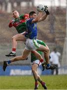 1 March 2020; Ryan O'Donoghue of Mayo and Diarmuid O'Connor of Kerry contests a kickout during the Allianz Football League Division 1 Round 5 match between Mayo and Kerry at Elverys MacHale Park in Castlebar, Mayo. Photo by Brendan Moran/Sportsfile
