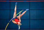 1 March 2020; Ellen McCartney of City of Lisburn AC, Down, competing in the Senior Women's Pole Vault event during Day Two of the Irish Life Health National Senior Indoor Athletics Championships at the National Indoor Arena in Abbotstown in Dublin. Photo by Sam Barnes/Sportsfile