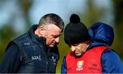 1 March 2020; Mayo manager Peter Leahy, left, and Cork manager Ephie Fitzgerald in conversation prior to the Lidl Ladies National Football League Division 1 match between Cork and Mayo at Mallow GAA Complex in Cork. Photo by Seb Daly/Sportsfile