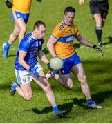 1 March 2020; Martin Reilly of Cavan in action against Ryan Taylor of Clare during the Allianz Football League Division 2 Round 5 match between Cavan and Clare at Kingspan Breffni Park in Cavan. Photo by Philip Fitzpatrick/Sportsfile