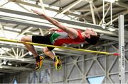 1 March 2020; Adam Hill of City of Lisburn AC, Antrim, competing in the Senior Men's High Jump event during Day Two of the Irish Life Health National Senior Indoor Athletics Championships at the National Indoor Arena in Abbotstown in Dublin. Photo by Eóin Noonan/Sportsfile