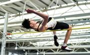 1 March 2020; Geoffrey Joy O'Regan of Sun Hill Harriers AC, Limerick, competing in the Senior Men's High Jump event during Day Two of the Irish Life Health National Senior Indoor Athletics Championships at the National Indoor Arena in Abbotstown in Dublin. Photo by Eóin Noonan/Sportsfile