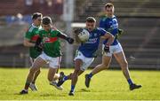 1 March 2020; Micheál Burns of Kerry is tackled by Eoin O'Donoghue of Mayo during the Allianz Football League Division 1 Round 5 match between Mayo and Kerry at Elverys MacHale Park in Castlebar, Mayo. Photo by Brendan Moran/Sportsfile