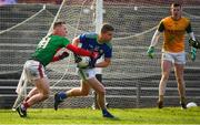 1 March 2020; Gavin Crowley of Kerry is tackled by Ryan O'Donoghue of Mayo during the Allianz Football League Division 1 Round 5 match between Mayo and Kerry at Elverys MacHale Park in Castlebar, Mayo. Photo by Brendan Moran/Sportsfile