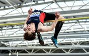 1 March 2020; Ciaran Connolly of Le Chéile AC, Kildare, competing in the Senior Men's High Jump event during Day Two of the Irish Life Health National Senior Indoor Athletics Championships at the National Indoor Arena in Abbotstown in Dublin. Photo by Eóin Noonan/Sportsfile