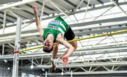1 March 2020; David Cussen of Old Abbey AC, Cork, competing in the Senior Men's High Jump event during Day Two of the Irish Life Health National Senior Indoor Athletics Championships at the National Indoor Arena in Abbotstown in Dublin. Photo by Eóin Noonan/Sportsfile