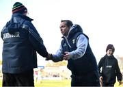 1 March 2020; Wexford manager Davy Fitzgerald, right, shakes hands with Carlow manager Colm Bonnar following the Allianz Hurling League Division 1 Group B Round 5 match between Wexford and Carlow at Chadwicks Wexford Park in Wexford. Photo by David Fitzgerald/Sportsfile