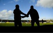 1 March 2020; The two managers, Dublin manager Mattie Kenny and Clare manager Brian Lohan, right, shake hands after the Allianz Hurling League Division 1 Group B Round 5 match between Clare and Dublin at Cusack Park in Ennis, Clare. Photo by Ray McManus/Sportsfile